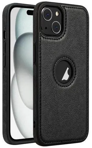 For iPhone 15 Plus Leather Texture Stitching Phone Case(Black)