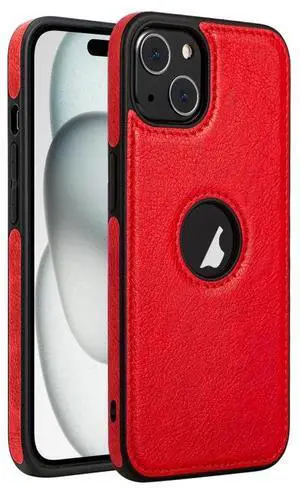 For iPhone 15 Plus Leather Texture Stitching Phone Case(Red)