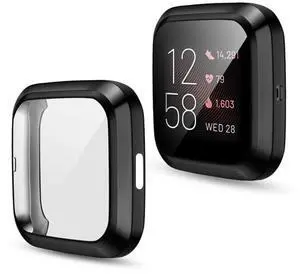 For Fitbit versa 2 Plating TPU All-inclusive Protective Shell(Black)