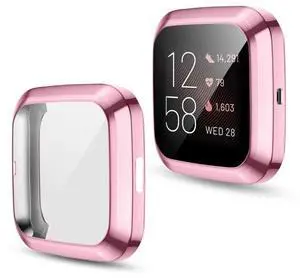 For Fitbit versa 2 Plating TPU All-inclusive Protective Shell(Pink)