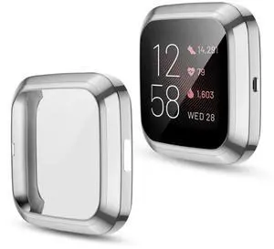 For Fitbit versa 2 Plating TPU All-inclusive Protective Shell(Silver)