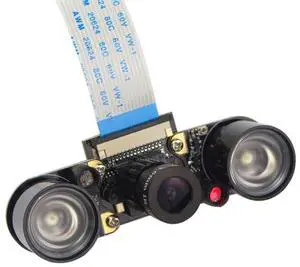 5MP OV5647 Adjustable Focal Infrared Night Vision Camera with 2 PCS IR Sensor Lights for Raspberry Pi 3