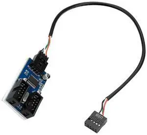 Rocketek HC427 9 Pin USB2.0 HUB Adapter One-to-Two Splitter Circuit Board
