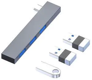 839 USB-C/Type-C Male to Dual USB 2.0+USB 3.0 Female Adapter (Silver)