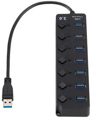 7 Ports USB 3.0 High Speed Multi Hub Expansion with Switch for PC & Laptop