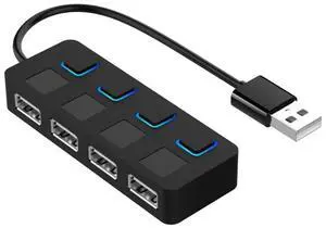 4 Ports USB 2.0 HUB with 4 Switch(Black)