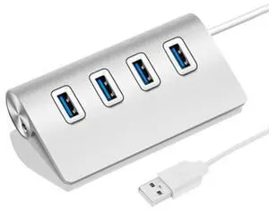 High Speed 5Gbps 4 Ports USB 3.0 HUB Portable Aluminum USB Splitter, Support 2TB(Silver)