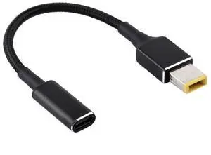 PD 100W 18.5-20V Square Plug to USB-C / Type-C Adapter Nylon Braid Cable for