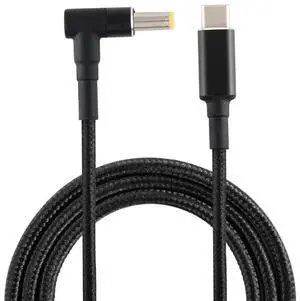 PD 100W 5.5 x 1.7mm Male Elbow to USB-C / Type-C Male Nylon Weave Power Charge Cable, Cable Length: 1.7m