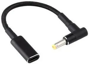 PD 100W 18.5-20V 4.8 x 1.7mm Elbow to USB-C / Type-C Adapter Nylon Braid Cable PD 100W 18.5-20V 4.8 x 1.7mm Elbow to USB-C / Type-C Adapter Nylon Braid Cable