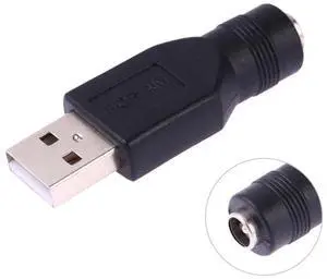 USB Male to 5.5 x 2.1mm Female Plug Adapter Connector