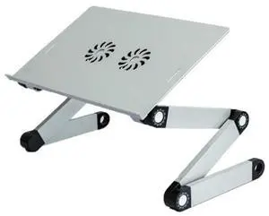 T8 Aluminum Alloy Folding & Lifting Laptop Desk Office Desk Heightening Bracket with Fan & Mouse Board (Silver) with Fan & Mouse Board (Silver)