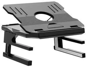 Double Layer Foldable Lift Laptop Stand Aluminum Computer Heightening Bracket (Black)