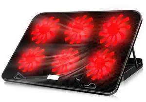ICE COOREL Notebook Computer Base Speed Control Silent Six-fan Cooling Holder Cooling Rack, Style: Premium Edition Style: Premium Edition(Dazzling Red) (Dazzling Red)