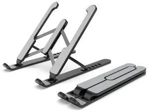 Laptop Stand Desktop Raise Bracket Cooling Base Lifting Holder Foldable (Black)