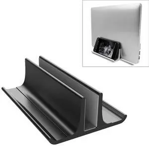 Universal Portable Aluminum Alloy Single Slot Width Adjustable Laptop Vertical Radiating Storage Stand Base(Black)