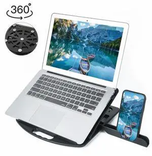 General-purpose Increased Heat Dissipation For Laptops Holder, Style: with Mobile Phone Holder with Rotation (Black)