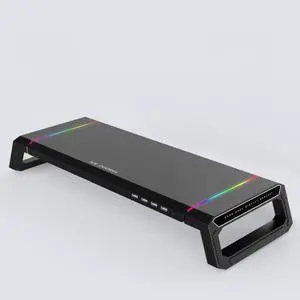 ICE COOREL T1 Monitor Increased Rack Foldable Laptop Stand With RGB Lighting & 4xUSB Expansion Interface (Obsidian Black)