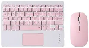 871 9.7 Inch Portable Tablet Bluetooth Keyboard With Touchpad + Mouse Set for iPad(Pink + Mouse) (Pink + Mouse)