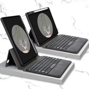 Bluetooth Keyboard Leather Case with Touchpad & Rotatable Bottom Case For iPad 10.2 2021 & 2020 & 2019 / Air 2019 / Pro 10.5 inch(Dark Night Green) For iPad 10.2 2021 & 2020 & 2019 / Air 201