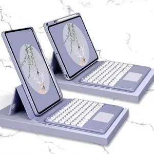 Bluetooth Keyboard Leather Case with Touchpad & Rotatable Bottom Case For iPad 10.2 2021 & 2020 & 2019 / Air 2019 / Pro 10.5 inch(Dark Night Green) For iPad 10.2 2021 & 2020 & 2019 / Air 201