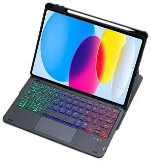 F10B-AS 360 Rotation Acrylic Transparent Bluetooth Keyboard Leather Case With Touch Control / Backlight F10B-AS (Black)
