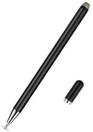 JD02 Universal Magnetic Pen Cap Pan Head + Fiber Cloth 2 in 1 Stylus Pen for Smart Tablets and Mobile Phones (Black)