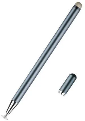 JD02 Universal Magnetic Pen Cap Pan Head + Fiber Cloth 2 in 1 Stylus Pen for Smart Tablets and Mobile Phones (Cosmic Grey)