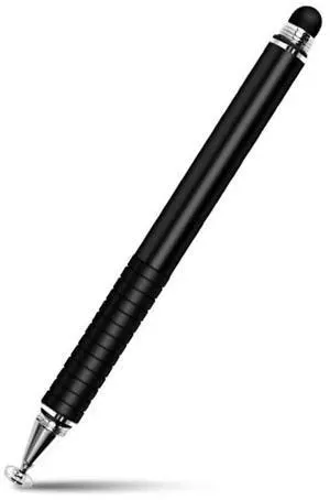 Suction Cup Dual Touch 2-in-1 Metal Capacitive Stylus Pen (Black)
