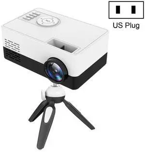 J15 1920 x 1080P HD Household Mini LED Projector with Tripod Mount Support AV / HDMI x 1 / USB x1 / TF x 1, Plug Type:US Plug US Plug (Black White)