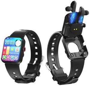 S6 TWS Earphone 1.91 inch Smart Bracelet Support Bluetooth Call / Health Monitoring (Black)