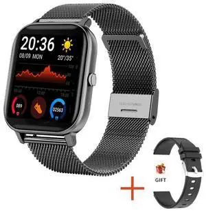 H10 1.69 inch Screen Bluetooth Call Smart Watch, Support Heart Rate/Blood Pressure/Sleep Monitoring, Color: Black Net+Silicone Black Net+Silicone