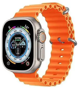 T800 Ultra 1.99 inch Ocean Silicone Band Smart Watch Support Heart Rate / ECG (Orange)