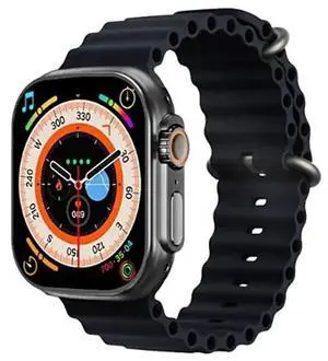 T800 Ultra 1.99 inch Ocean Silicone Band Smart Watch Support Heart Rate / ECG (Black)