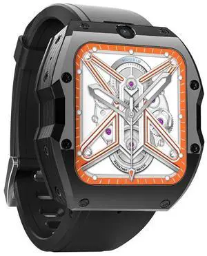 Model X 1.99 inch IP68 Waterproof Android 9.0 4G Dual Cameras Ceramics Smart Watch 2GB+16GB (Black)