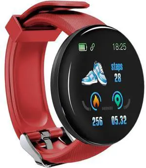 D18 1.3inch TFT Color Screen Smart Watch IP65 Waterproof,Support Call Reminder /Heart Rate Monitoring/Blood Pressure Monitoring/Sleep Monitoring (Red)
