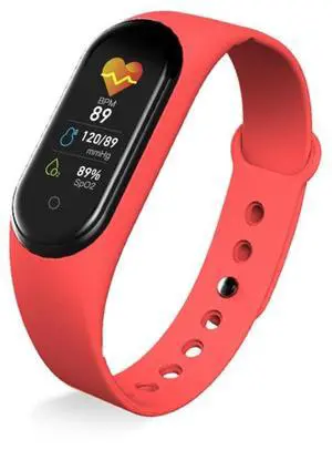 KM5 0.96inch Color Screen Phone Smart Watch IP68 Waterproof,Support Bluetooth Call/Bluetooth Music/Heart Rate Monitoring/Blood Pressure Monitoring (Red)