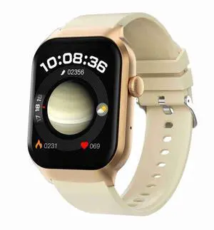 2.01 inch Silicone Strap Bluetooth Call Smart Watch Support Heart Rate Monitoring / Non-invasive Blood Sugar Silicone Strap Light Yellow (Light Yellow)