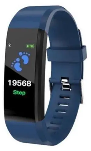 ID115 0.96 inch OLED Screen Smart Watch Wristband Pedometer Sport Fitness Tracker Bracelet ID115 Blue (Blue) Black