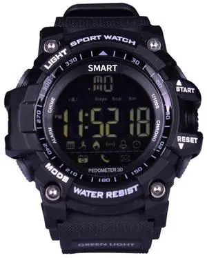 EX16 1.12 Inch FSTN LCD Full Angle Screen Display Sport Smart Watch, IP67 Waterproof, Support Pedometer / Stopwatch / Alarm / Notification Remind / Call Notify / Camera Remote Control / Calo