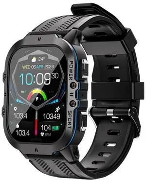 LEMFO C26 1.96 inch Sport Smart Watch, Support Bluetooth Call / Message Notification / Heart Rate / Blood Pressure Health Monitor (Blue) Black