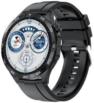 LEMFO HK4 1.43 inch AMOLED Round Screen Smart Watch Supports Bluetooth Calls (Black)