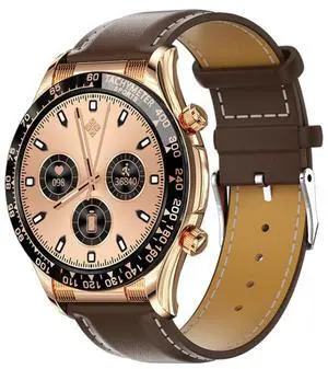 LOANIY E18 Pro Smart Bluetooth Calling Watch with NFC Function, Color: Gold Leather Gold Leather