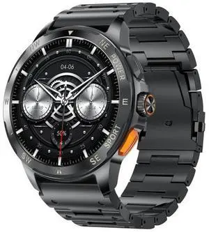 AK77 BT Call Smart Watch, Support Blood Oxygen / Blood Pressure / Heart Rate / Sports Health Monitoring Fitness Tracker (Black Steel)