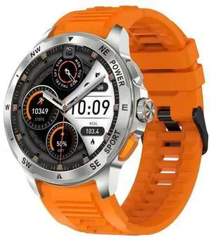 AK77 BT Call Smart Watch, Support Blood Oxygen / Blood Pressure / Heart Rate / Sports Health Monitoring Fitness Tracker (Orange Silicone)