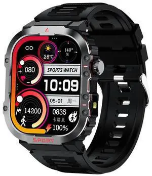 G45 2.01 inch Screen Silicone Strap 10m Waterproof Smart Watch, Support Flashlight / Bluetooth Call / HRV (Black)