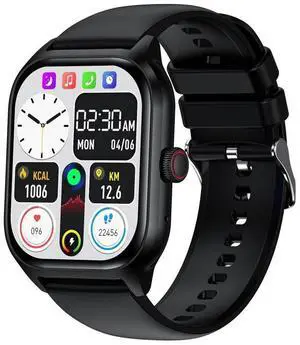 LEMFO LT10 2.01 inch TFT Screen Smart Watch Supports Bluetooth Call / Health Monitoring Silicone Strap (Black)