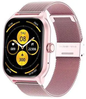 LEMFO LT10 2.01 inch TFT Screen Smart Watch Supports Bluetooth Call / Health Monitoring Steel Strap (Pink)