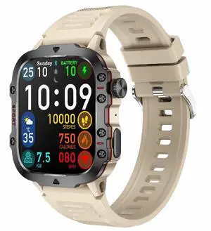 QX11 1.96 inch BT5.2 Smart Sport Watch, Support Bluetooth Call / Sleep / Blood Oxygen / Heart Rate / Blood Pressure Health Monitor (Beige)