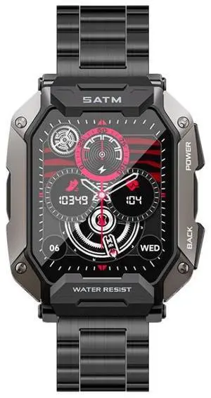 C20Plus 1.81-inch Health Monitoring Waterproof Bluetooth Call Smart Watch Black 3-Beads
